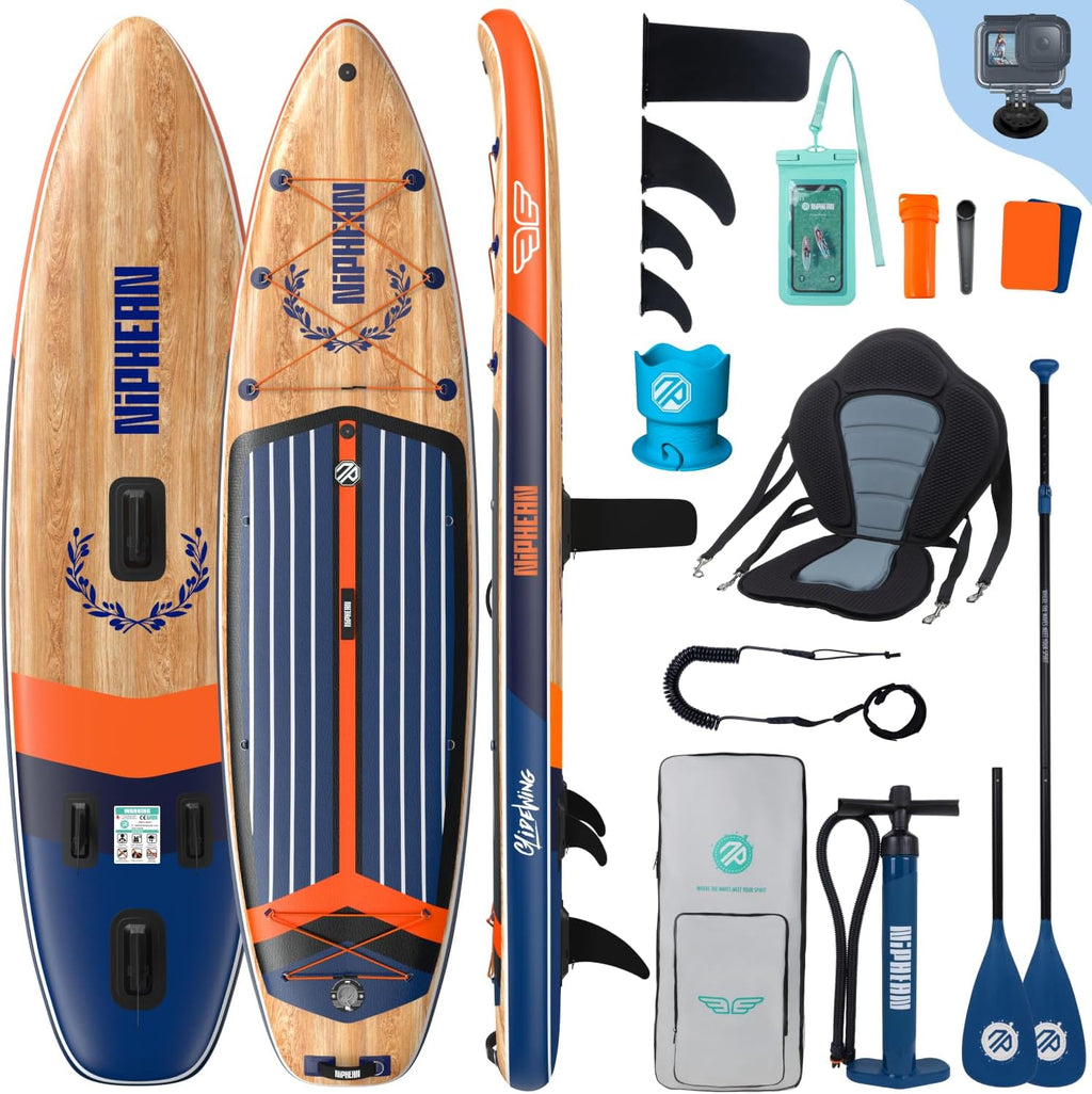 SUP-Board (Extra Groß) für 2+1 Pers./Familie, Balancierflügel + wasserdichte Hülle, Einsteiger-SUP für Erwachsene, Geschenkidee