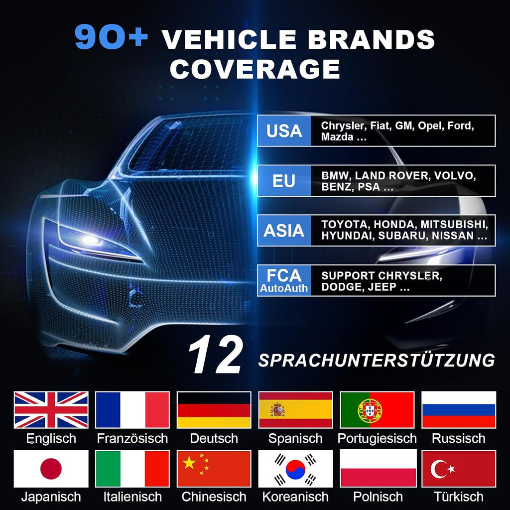 ArtiDiag600 Pro OBD2 Diagnosegerät für alle Fahrzeuge - 9 Servicefunktionen (Öl/ABS/DPF/SRS/SAS/Injektorcodierung)