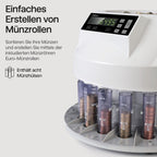 1250 Münzzähler - Münzsortierer für gemischte Münzen, sortiert nach Stückelung, Geldzählmaschine