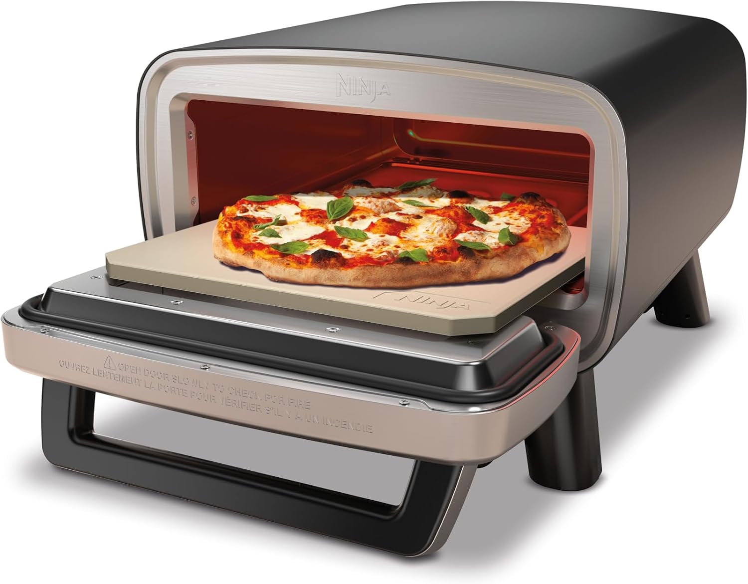 Artisan Outdoor-Pizzaofen + Heißluftfritteuse, 4 Funktionen (Pizza/Air Fry/Bake/Prove), 5 Pizza-Modi, 30cm Pizzastein + Zubehör, grau, MO201EU