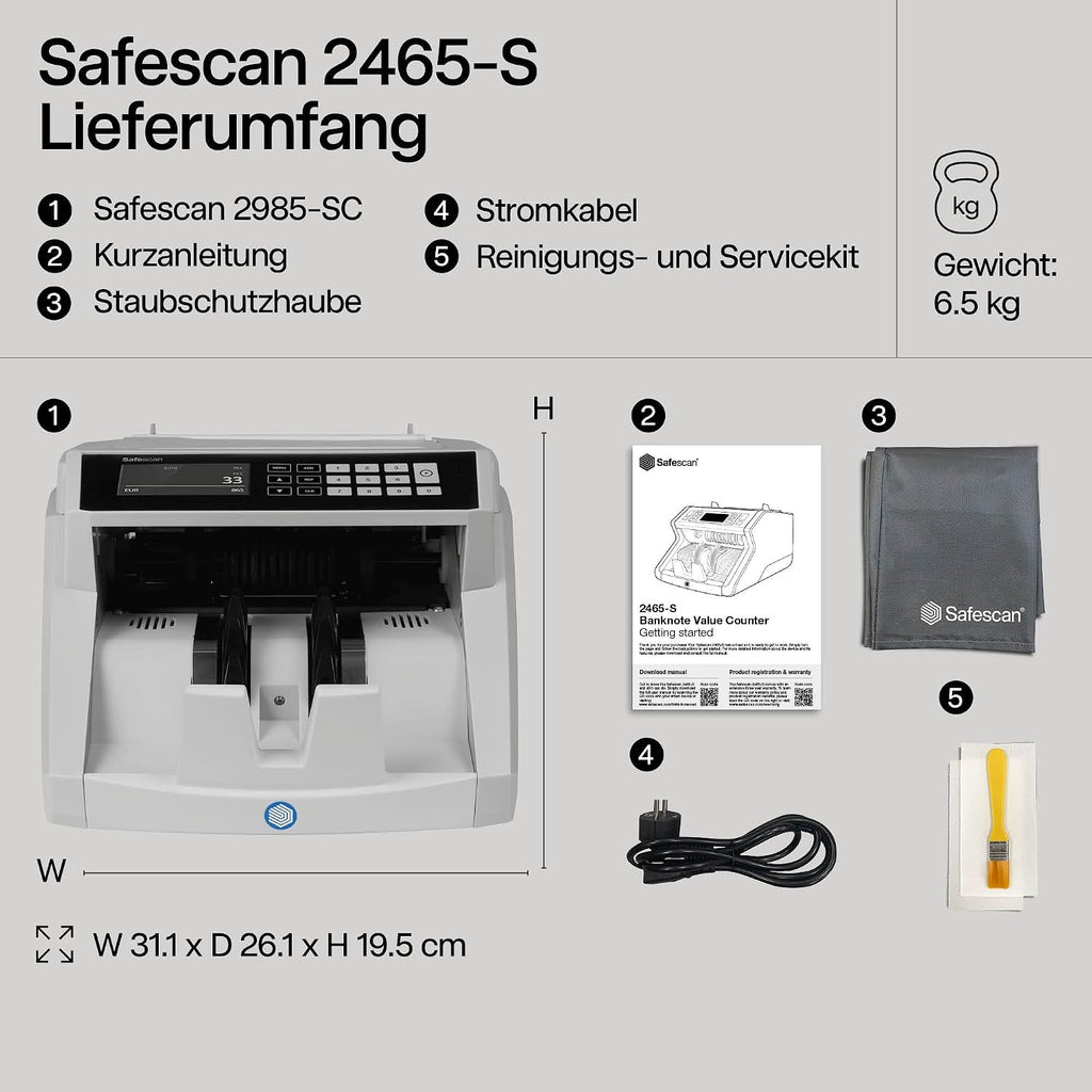 2465-S Geldzählmaschine, Wertzählung für gemischte Banknoten, 7-fache Echtheitsprüfung, zählt sortierte Banknoten aller Währungen