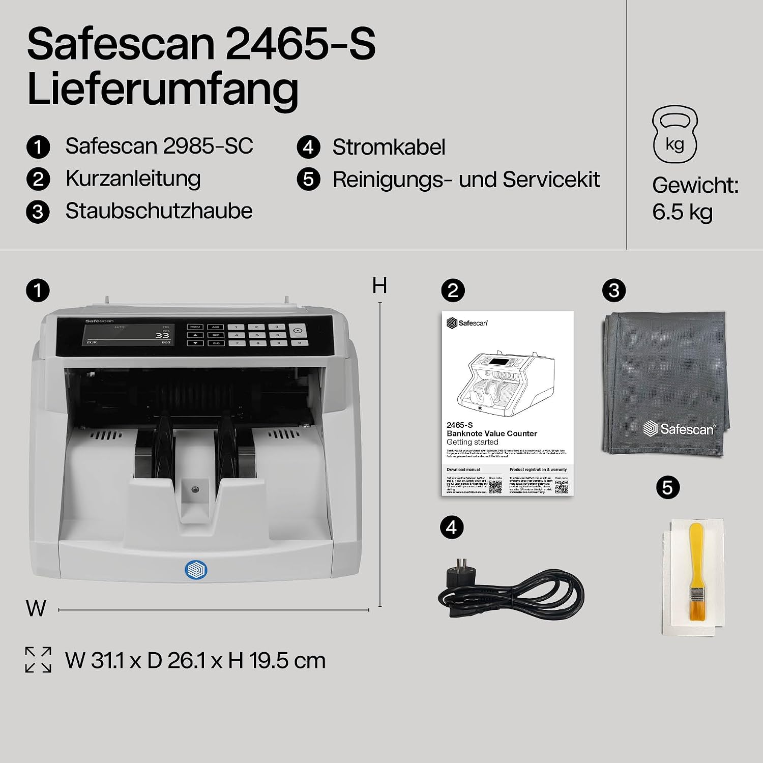 2465-S Geldzählmaschine, Wertzählung für gemischte Banknoten, 7-fache Echtheitsprüfung, zählt sortierte Banknoten aller Währungen