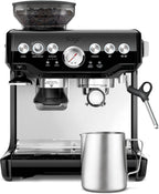 Barista Express Kaffeemaschine, Milchaufschumer + Mahlwerk, automat. Mahlen, Milchschaum, schwarz, inkl. Kännchen
