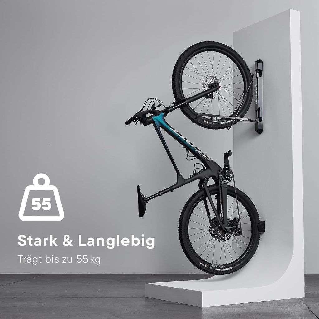 ProFlex Wide Fahrrad-Wandhalterung - Vertikal Klappbar für E-Bikes, MTB, Gravelbikes - Platzsparende Aufbewahrung - 2er Pack