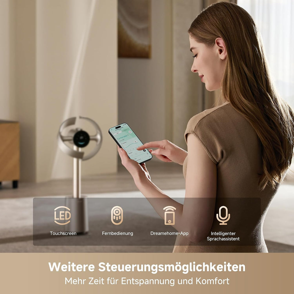 MF10 Flügelloser Ventilator mit 270°-Raumluftstrom, temperaturadaptiver Luftstrom, intelligenter Windstrom, waschbarer Filter
