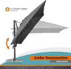 Sonnenschirm RHODOS GRANDE ca. 400 x 300 cm anthrazit