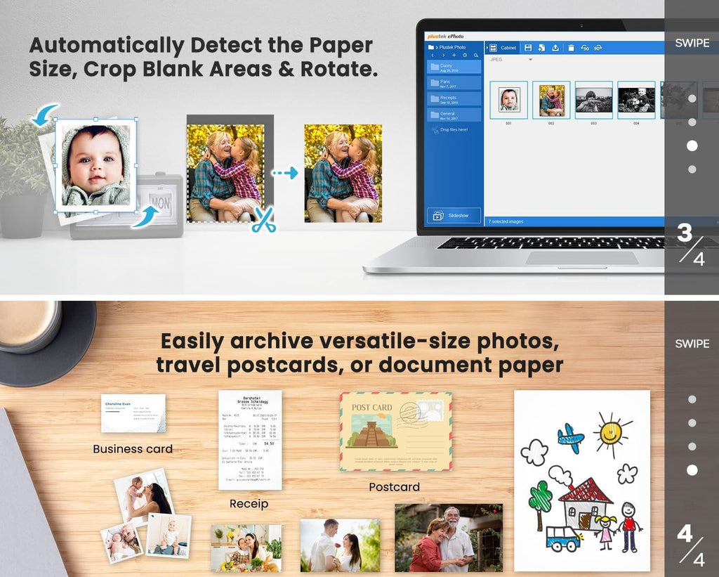 Foto-Scanner ePhoto Z300 – Scannt 4x6 Fotos in 2 s, automatische Ausrichtung, CCD-Sensor