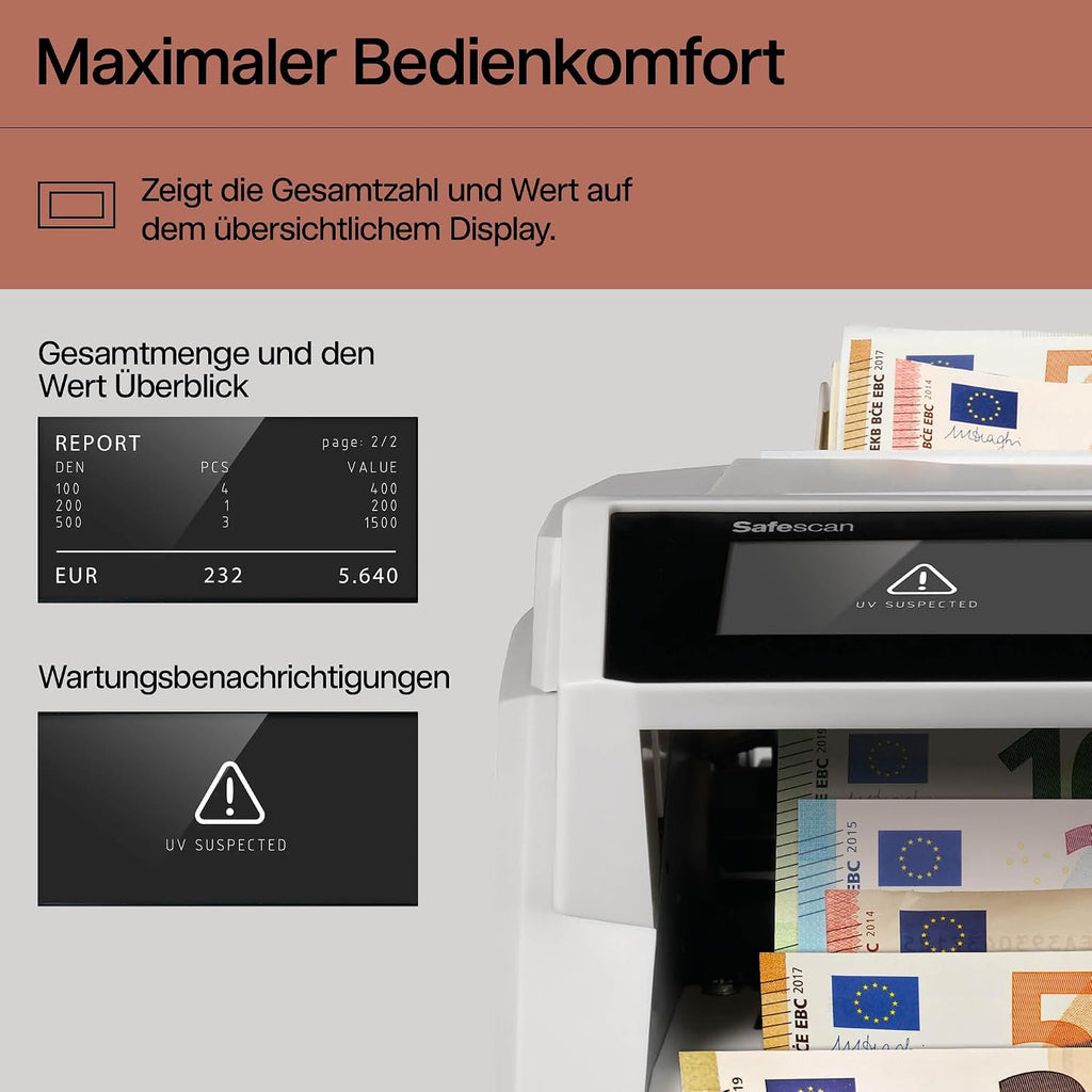 2465-S Geldzählmaschine, Wertzählung für gemischte Banknoten, 7-fache Echtheitsprüfung, zählt sortierte Banknoten aller Währungen