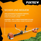 Profi Benzin Motorsense FX-PS162 – 62ccm, Faden und Komfort-Tragegurt – Rasentrimmer mit Antivibrationssystem – 2-Takt Freischneider mit Fadenspule