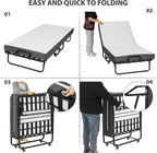Klappbett 90x200cm für Erwachsene, 13cm Memoryschaum-Matratze, Metallrahmen + Rollen, Reisebett, klappbar, stabil bis 200 kg