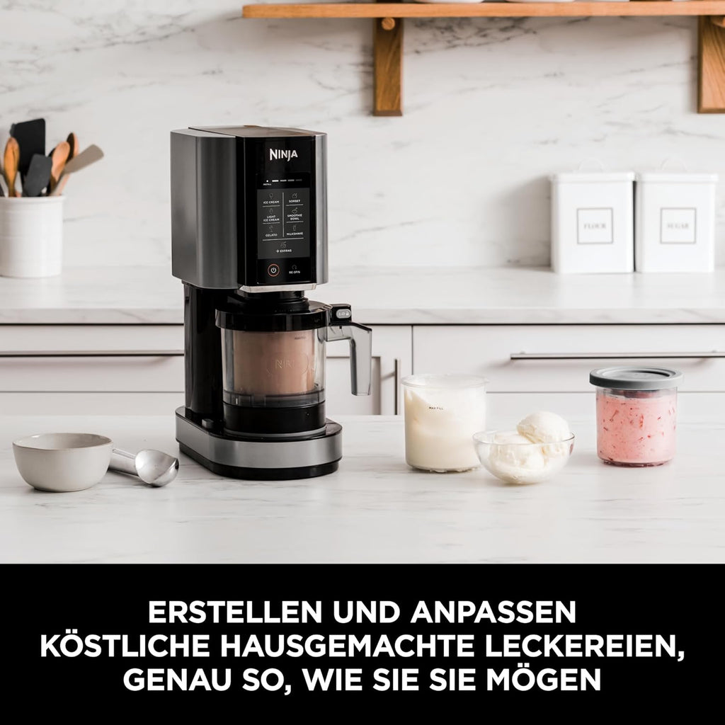 CREAMi Eis- & Dessertmaschine mit 2 Behältern, 7 Programmen: Eis, Gelato, Sorbet, Smoothie-Bowls, Milchshakes u.v.m., 1,4L, Schwarz/Silber, NC302EU
