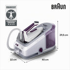 CareStyle 7 IS 7266 VI Dampfbügelstation, FreeGlide 3D Sohle, iCare, iMode, V-Dampf, FastClean, 550g/min Dampfstoß, 2L Tank, 2700W, Weiß-Violett