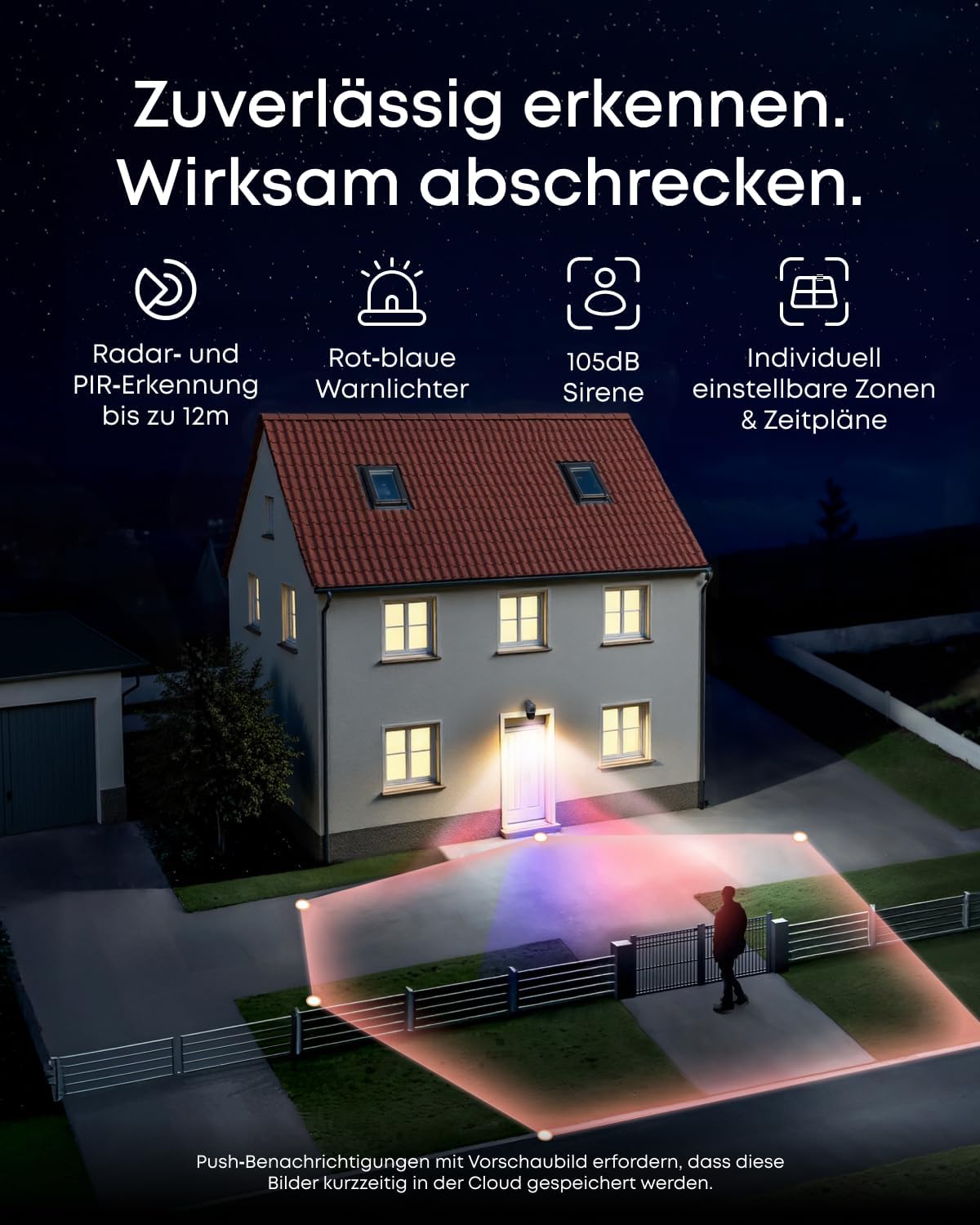 S4 kabellose Solar-Outdoor-Kamera, 4K UHD, 3-Linsen-PTZ, 360° Auto-Tracking, 8x Hybridzoom, Farbnachtsicht, kompatibel mit HomeBase S380