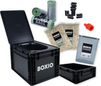 Toilet Max+ Campingtoilette, Trockentrenntoilette ohne Chemie, für Camping/Van/Outdoor/Dachzelt, Eurobox-Basis, stromlos, schwarz, 40x30x28