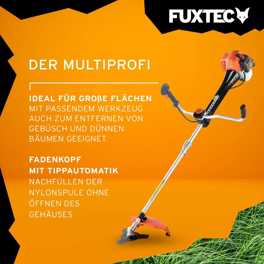 Profi Benzin Motorsense FX-PS162 – 62ccm, Faden und Komfort-Tragegurt – Rasentrimmer mit Antivibrationssystem – 2-Takt Freischneider mit Fadenspule