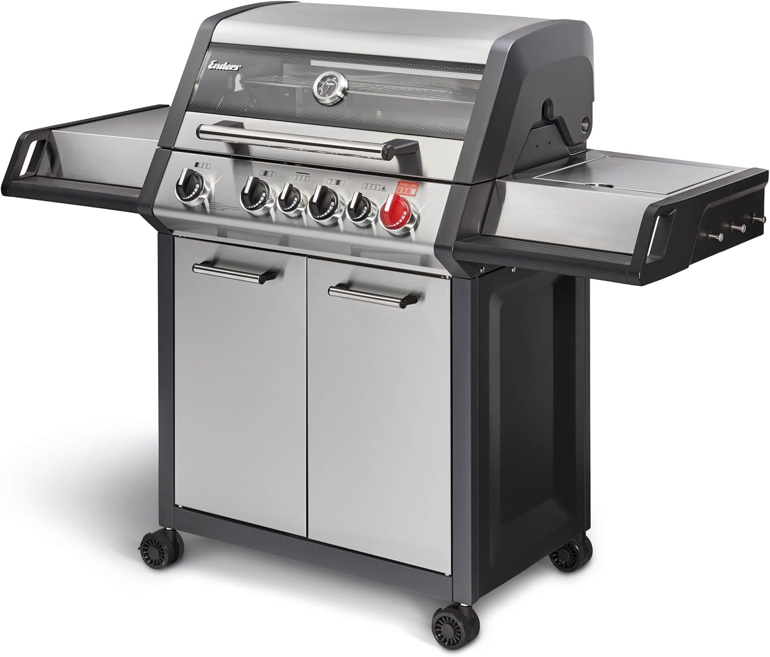 Gasgrill MONROE PRO 3 SIK TURBO, 3 Edelstahlbrenner, Seitenkocher, Infrarot-Backburner, PanoVision, HEAT RANGE, 800°C Turbo Zone, Silber/Schwarz