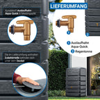 Slim Stone Decor Regentonne Mauertank 510L, Graphite Grey, Steinoptik, für Außenbereich, Gartenbewässerung