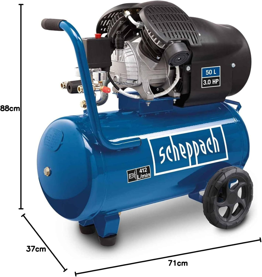 Druckluft Kompressor HC53DC | 2200W | 50L Kessel | 10bar | 412 L/min | Druckminderer | ölgeschmiert | Doppelzylinder