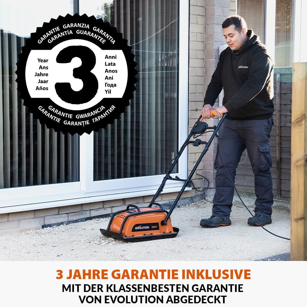 H320-E Elektro Vibrationsstampfer Rüttler Rüttelplatte - Ideal zum Nivellieren von Gehwegen, Kunstrasen, Terrassen, Blockarbeiten, Sand