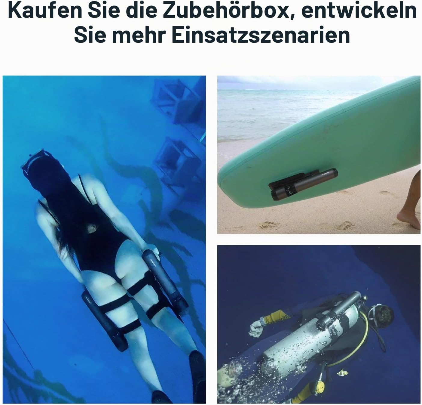 Subnado Unterwasser-Scooter, Daumensteuerung, für SUP/Pool/Tauchen/Schnorcheln, kompakt + tragbar, für Erwachsene/Kinder, grau/rot