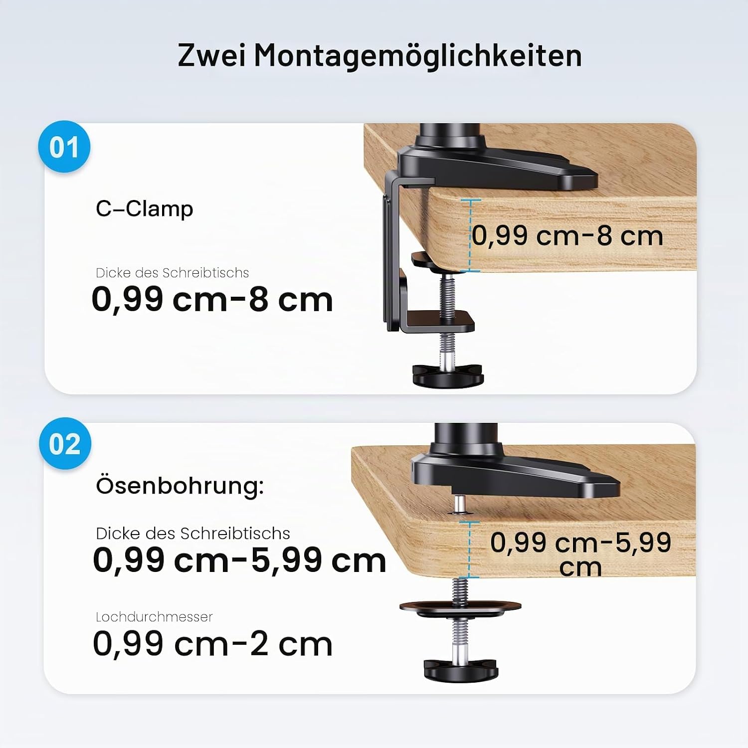 Monitorhalterung 3 Monitore für 17-32 Zoll, höhenverstellbar, bis 8 kg pro Arm, Schwarz Gaming