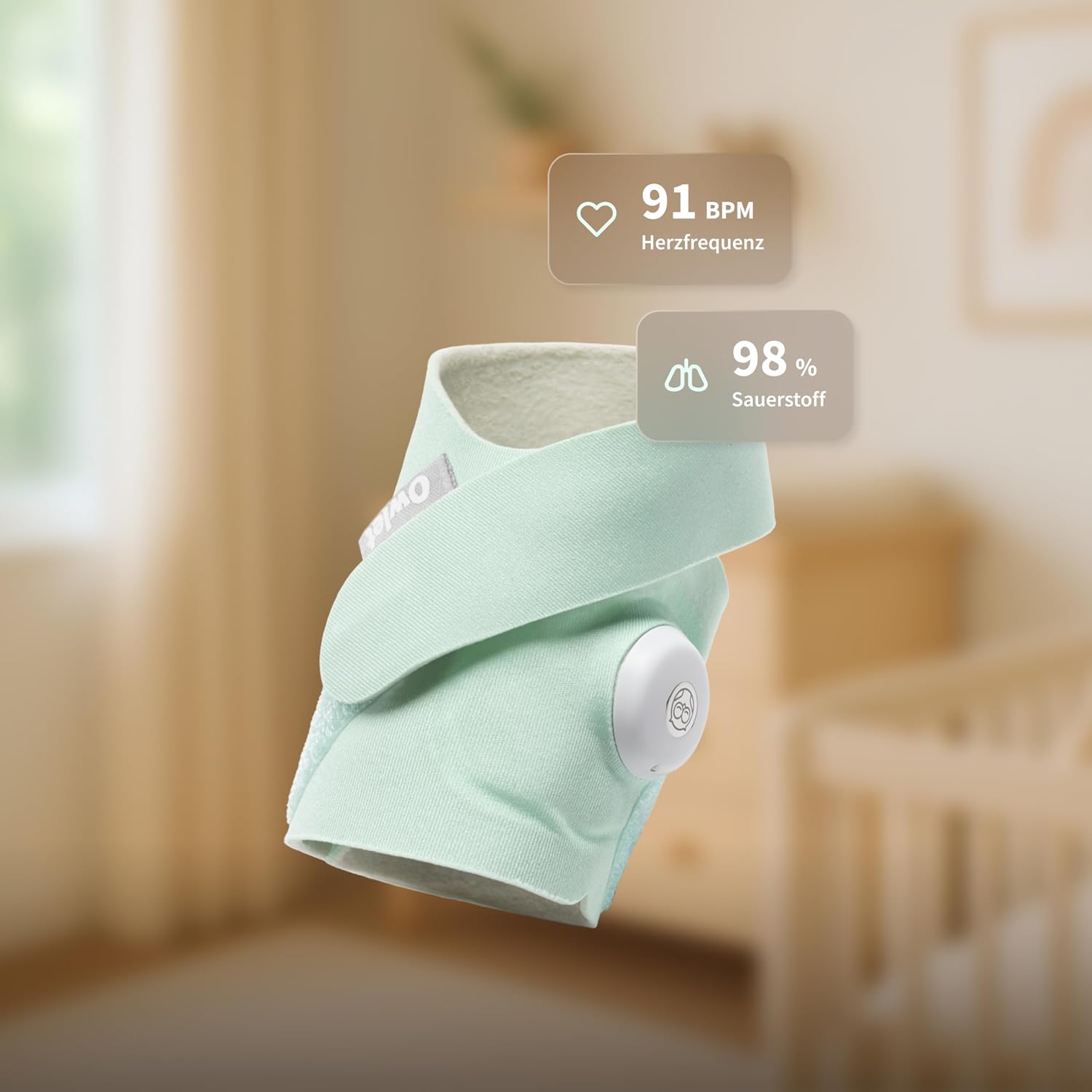 Dream Sock – Smarte Babyüberwachung mit App | Sensorbasiertes Babyphone-System mit Schlaftracking & Benachrichtigungen | 0–18 Monate | Mint