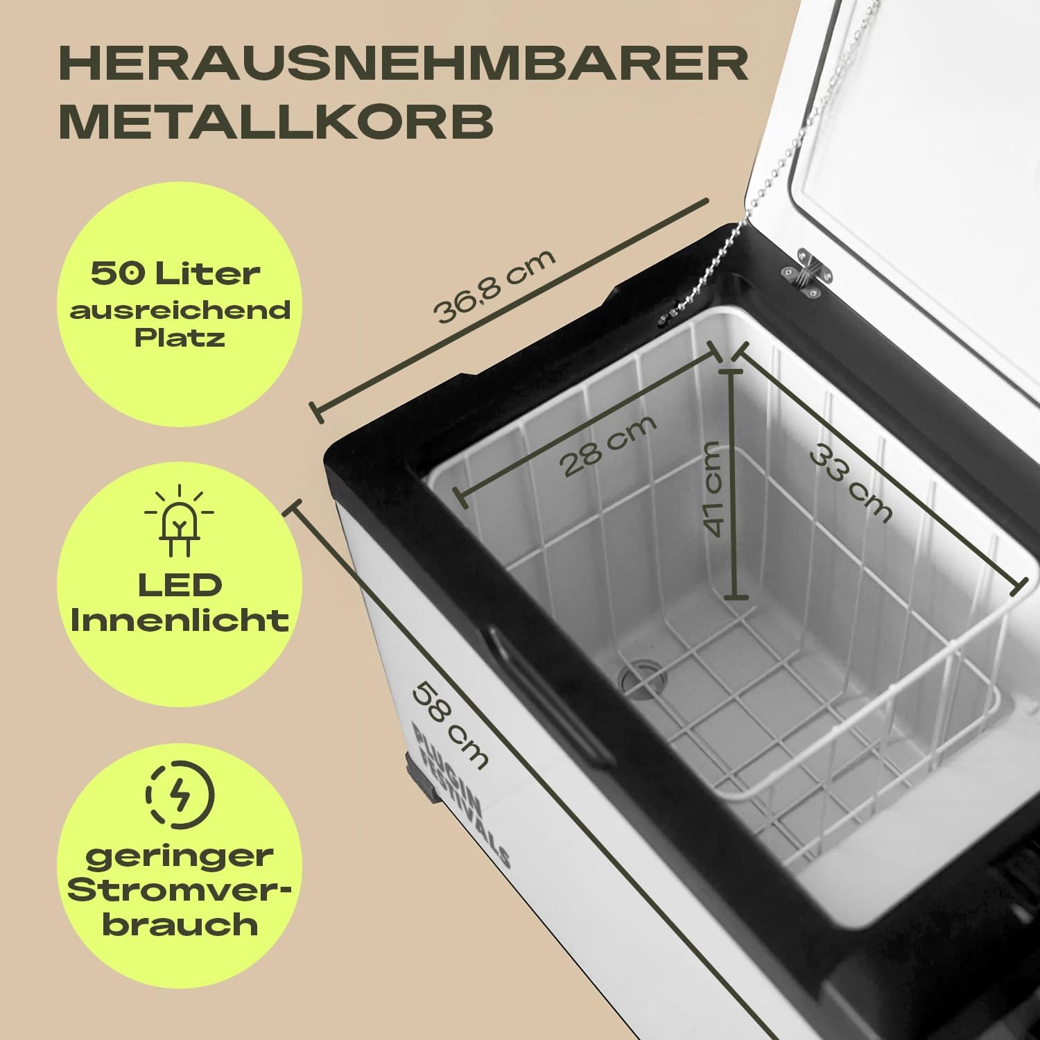 Elektrische Kühlbox mit Kompressor - Gefrierbox bis -20°C - Kühlbox für Auto & Camping - Powerstation - 12V/230V - 50 Liter