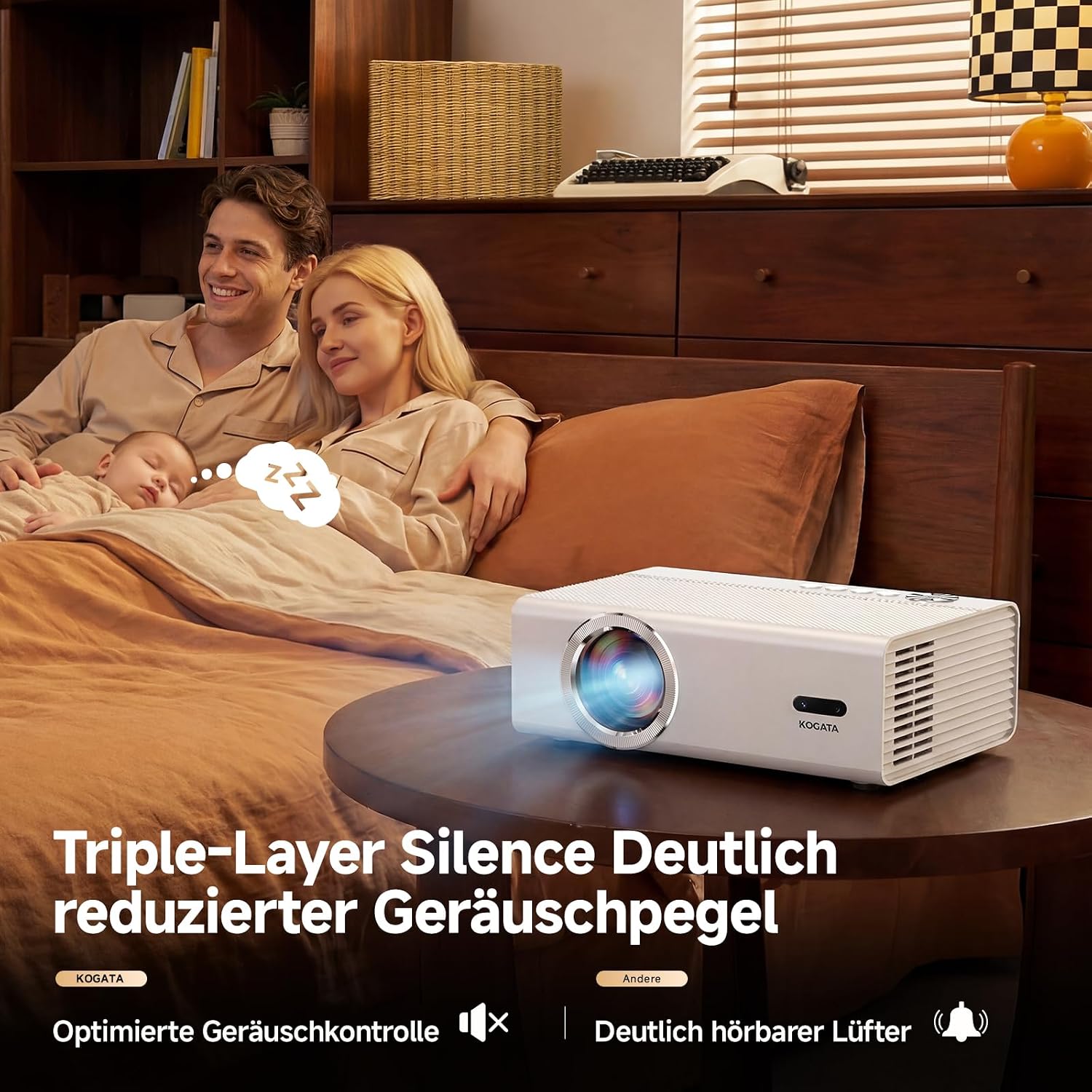 4K Smart Beamer mit WLAN, Bluetooth, Autofokus, 6D Keystone, HDR10+, kompatibel mit Dolby Audio, ideal für Heimkino & Garten, Streaming ohne TV-Stick