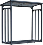 Metall Kaminholzregal 185x70x185 cm, 40 mm Stahlprofil, Anthrazit, Wetterfest, Kapazität 2,3 m³ (3,5 SRM), XXL Garten Kaminholzunterstand Stapelhilfe