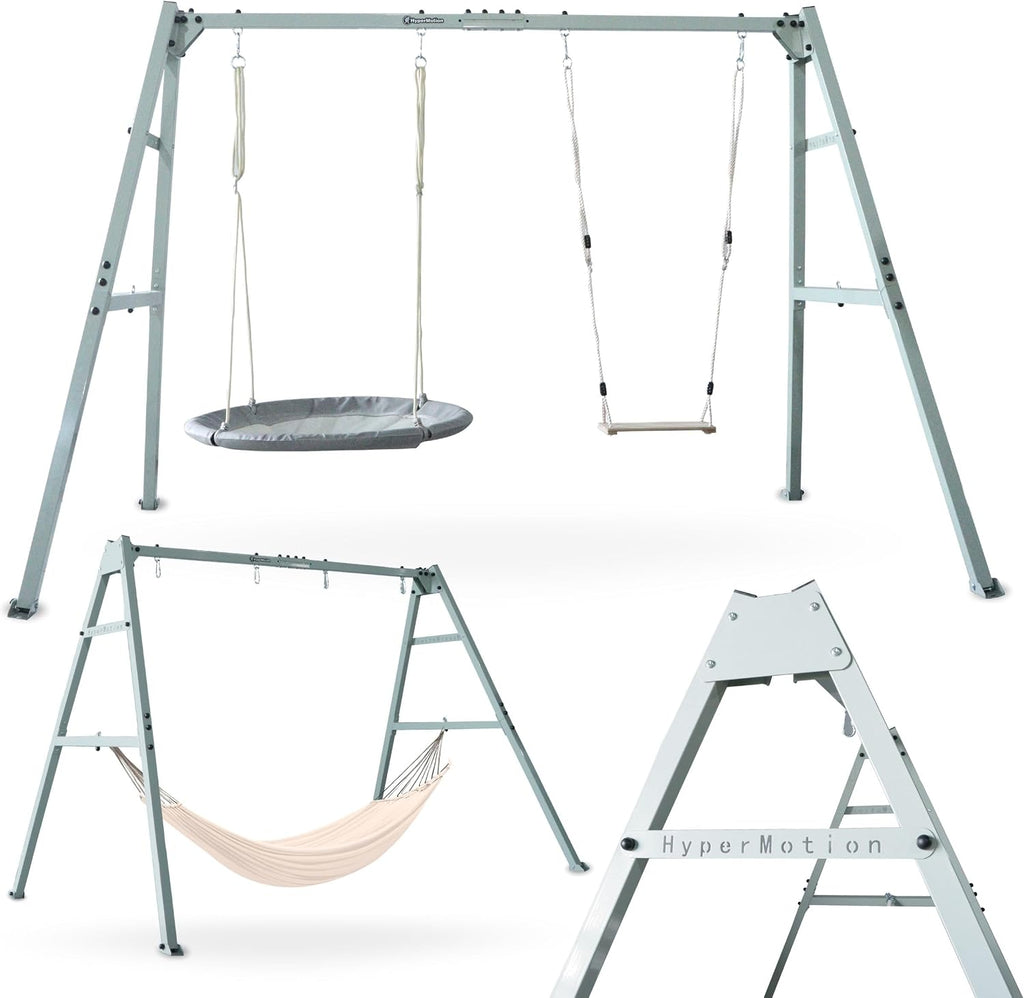 Doppelschaukel, Stahlgestell + Zubehör, Nestchen-Hängematte, max. 180 kg, verstellbare Seile, für Garten/Kinder/Erwachsene, ab 3 J.
