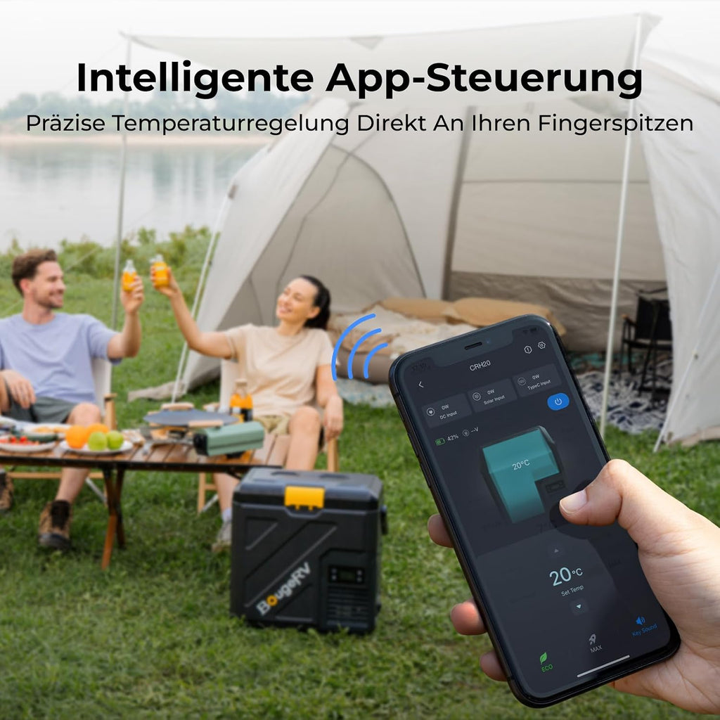 CRH20 20L Kompressor Kühlbox mit Akku 240Wh, tragbar 12/24/230V, App-Steuerung, IPX4 Mini-Kühlschrank für Camping Reisen Boot Angeln, -20~20°C (2026 Neu)