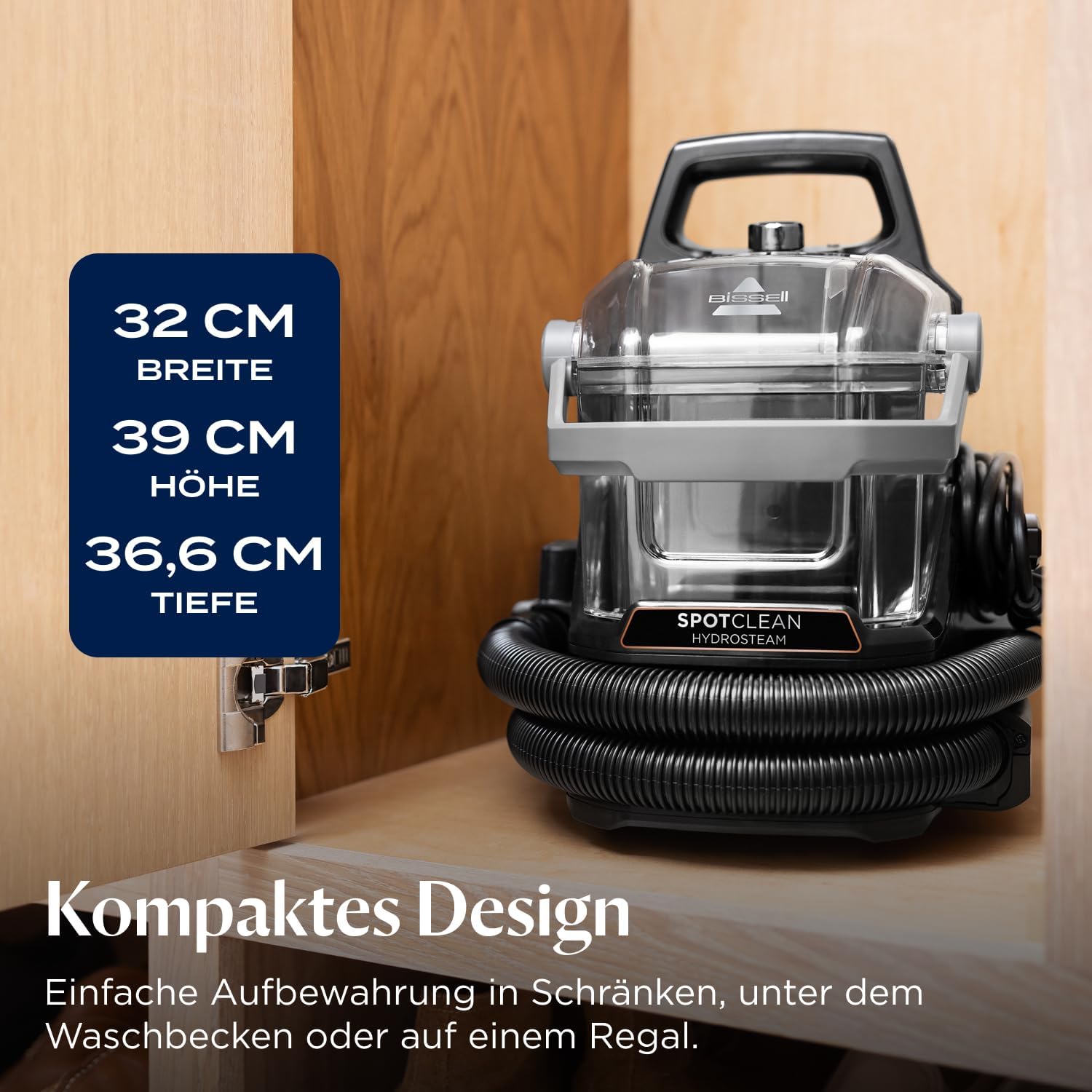 SpotClean HydroSteam Polster- und Teppichreiniger mit HydroSteam Dampf- & Nasssauger, 1000W Motor, für Teppiche, Polster, Auto, Modell 3689N