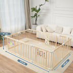 Sicherer & Stabiler faltbarer Holz-Laufstall mit fröhlichem Krabbelbereich für Babys & Kleinkinder (1-3 Jahre) - 214x141x61 cm, nachhaltig