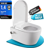 Dusch-WC mit Armatur, Hänge-WC spülrandlos, Bidet-Funktion (Taharet), Softclose-Absenkautomatik, Nanobeschichtung, Kalt- & Warmwasseranschluss