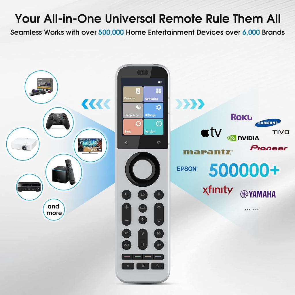 Universal Fernbedienung X2 mit Hub und Ladestation, Touchscreen, anpassbare Ein-Tasten-Steuerung, steuert bis zu 60 IR-/Bluetooth-/WLAN-Geräte