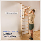 Sprossenwand für Erwachsene und Kinder mit Klimmzugstange & Dip Extension - Kletterwand fürs Kinderzimmer