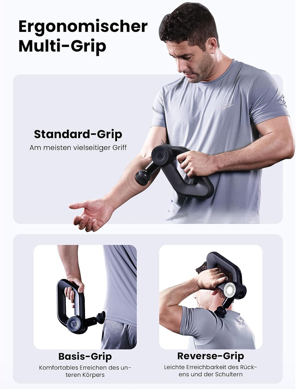 D6 Pro Massagepistole mit 16mm Amplitude und OLED-Bildschirm, Percussion Massage Gun inkl. Tragetasche, für Schulter Rücken Bein Muskelentspannung