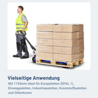 Hubwagen 2500 kg aus Stahl 1150 mm Gabellänge Five-R Gummirollen Gabelhubwagen Handhubwagen Palettenwagen Blau