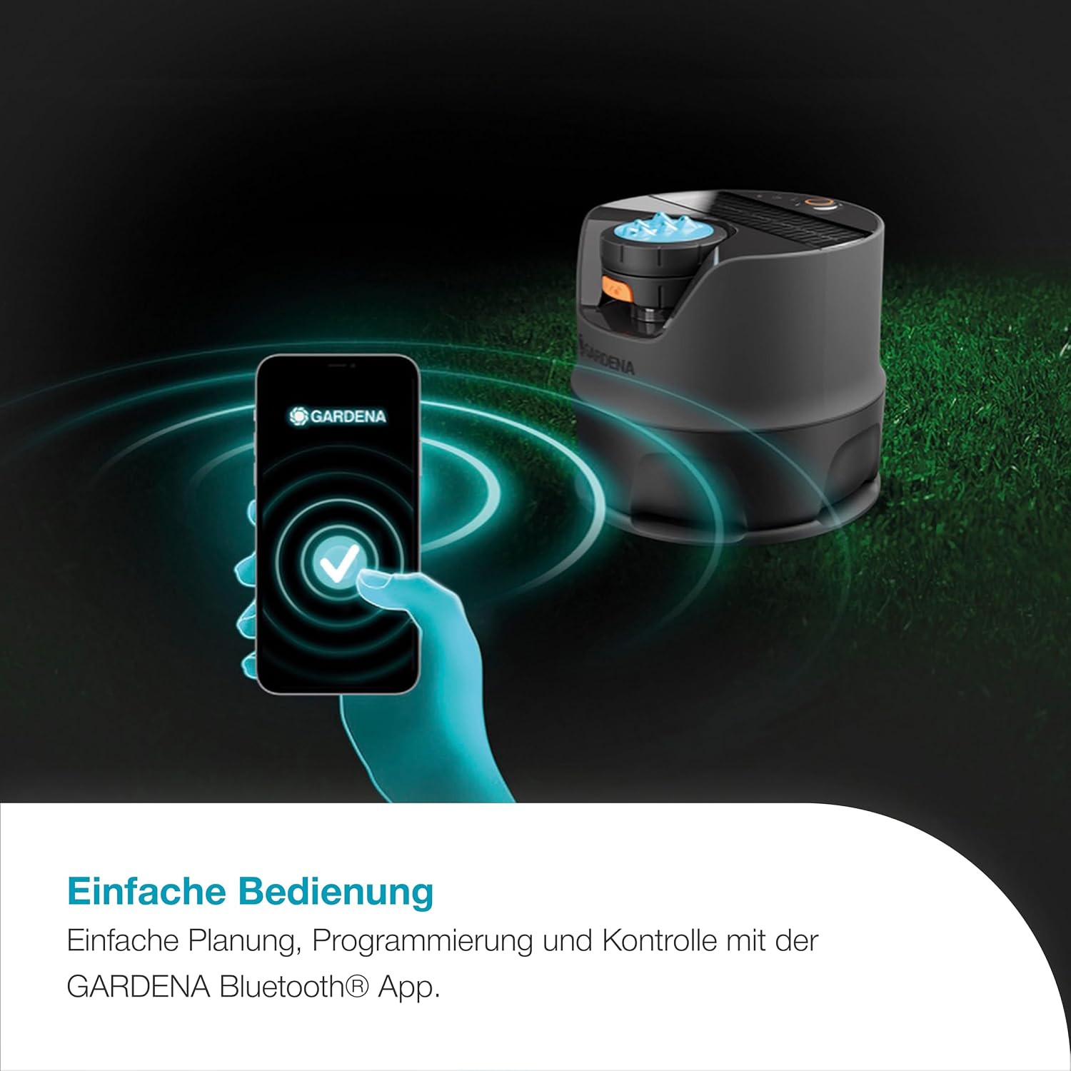 AquaPrecise Bewässerungssystem für Rasen bis 320 m², solarbetrieben, gleichmäßige Verteilung, Bluetooth, einfache Montage, für jeden Garten (16000-20)