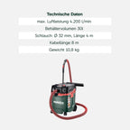 ASA 30 M PC Allessauger – 602087000 – Nass-/Trockensauger mit integrierter Filterabreinigung – 8 m Kabellänge