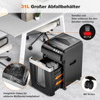 Automatischer 200-Blatt-Einzug Aktenvernichter, 60 Min Dauerbetrieb, DIN P-4 Mikroschnitt, 31L Behälter, leise 58 dB, energiesparend, C283