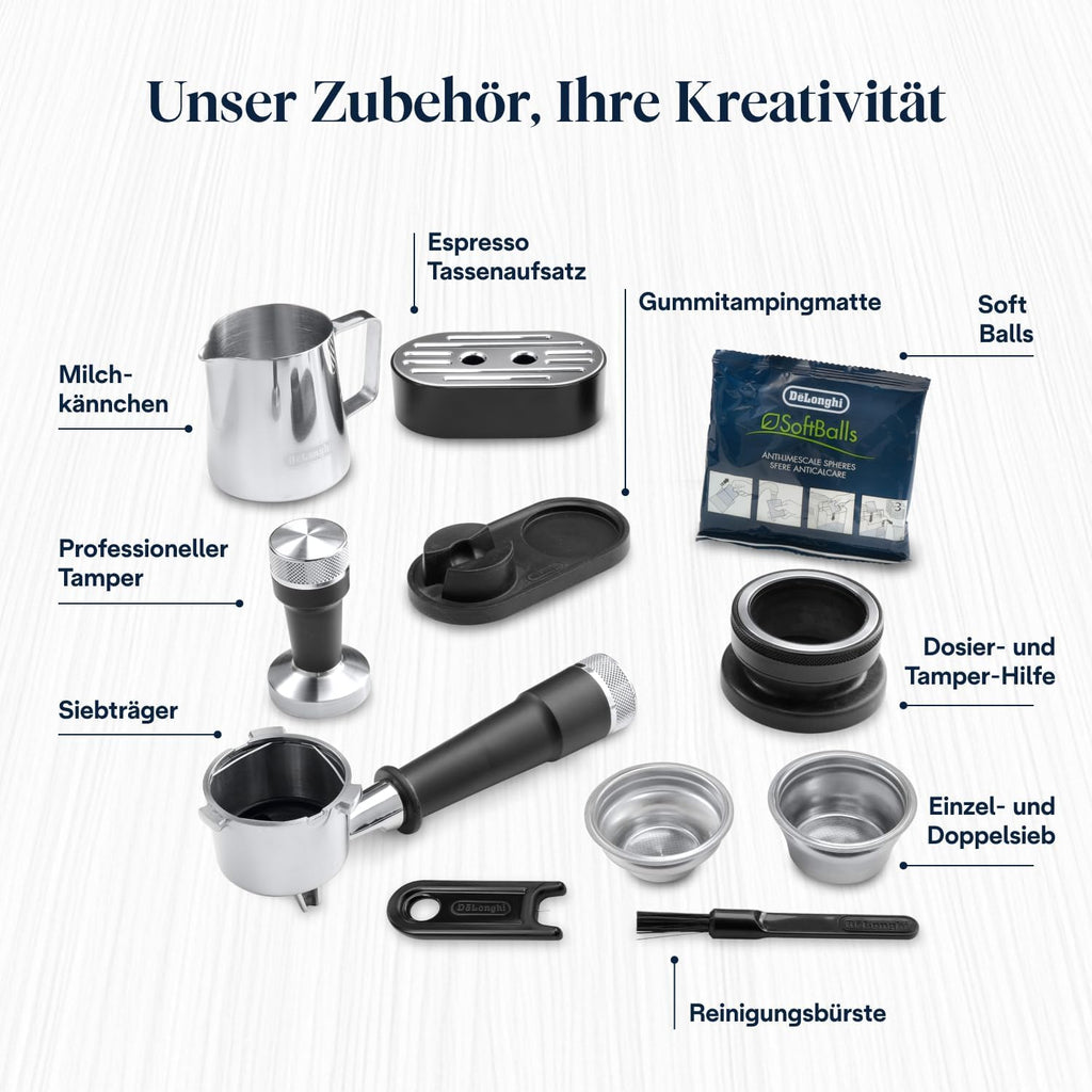 La Specialista Arte EC9155.MB, Mahlwerk, 8 Stufen, 15 Bar, 3 Temp., Milchschaumdüse, 1550W, 1,7L, Edelstahl/schwarz, inkl. Kit