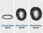 850W Elektrische Rohrreinigungsmaschine mit Spiralen: 14m Ø22mm, 14.5m Ø16mm, 5m Ø10mm, für Rohre Ø20-200mm, 450 U/min