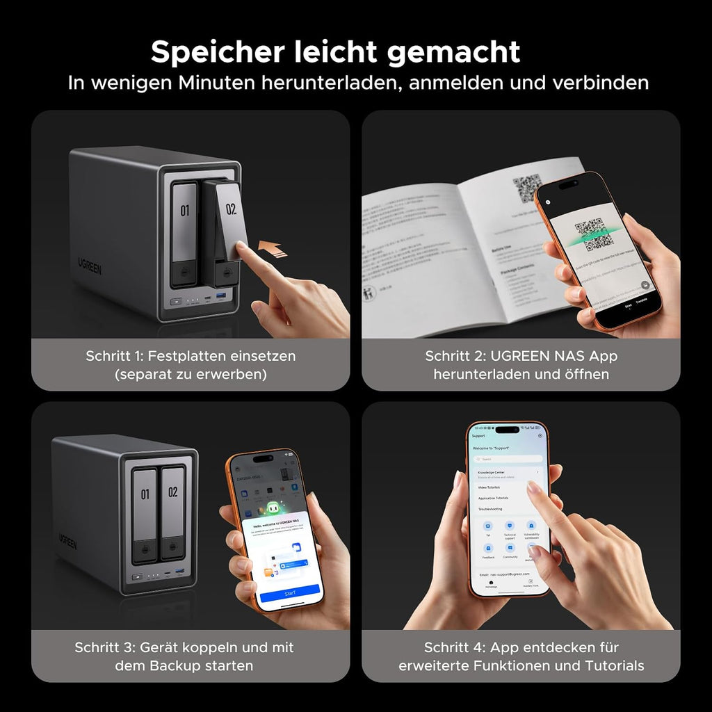 NASync DXP2800, 2-Bay Desktop-NAS, Intel N100 Quad Core, 8 GB DDR5, 2.5 GbE, 2x M.2 NVMe, HDMI 4K, Netzwerkspeicher (ohne Festplatten)