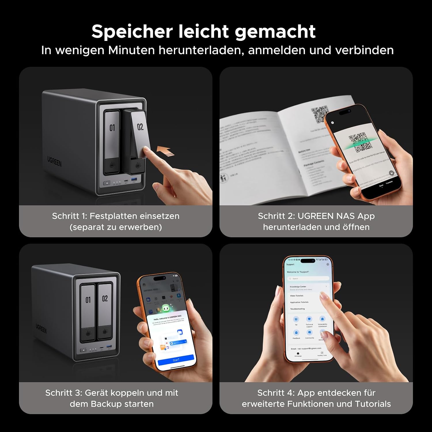 NASync DXP2800, 2-Bay Desktop-NAS, Intel N100 Quad Core, 8 GB DDR5, 2.5 GbE, 2x M.2 NVMe, HDMI 4K, Netzwerkspeicher (ohne Festplatten)