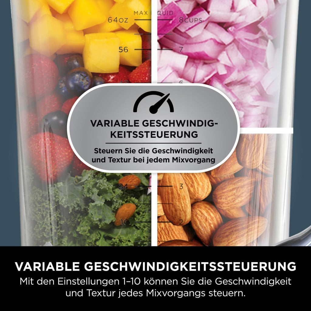 2-in-1 Detect Power Mixer Pro & Single Serve, 1200W Mixer mit Krug & 2 Single Serve Tassen, für Smoothies, Gemüse hacken, Frozen Drinks, Schwarz, TB301EU