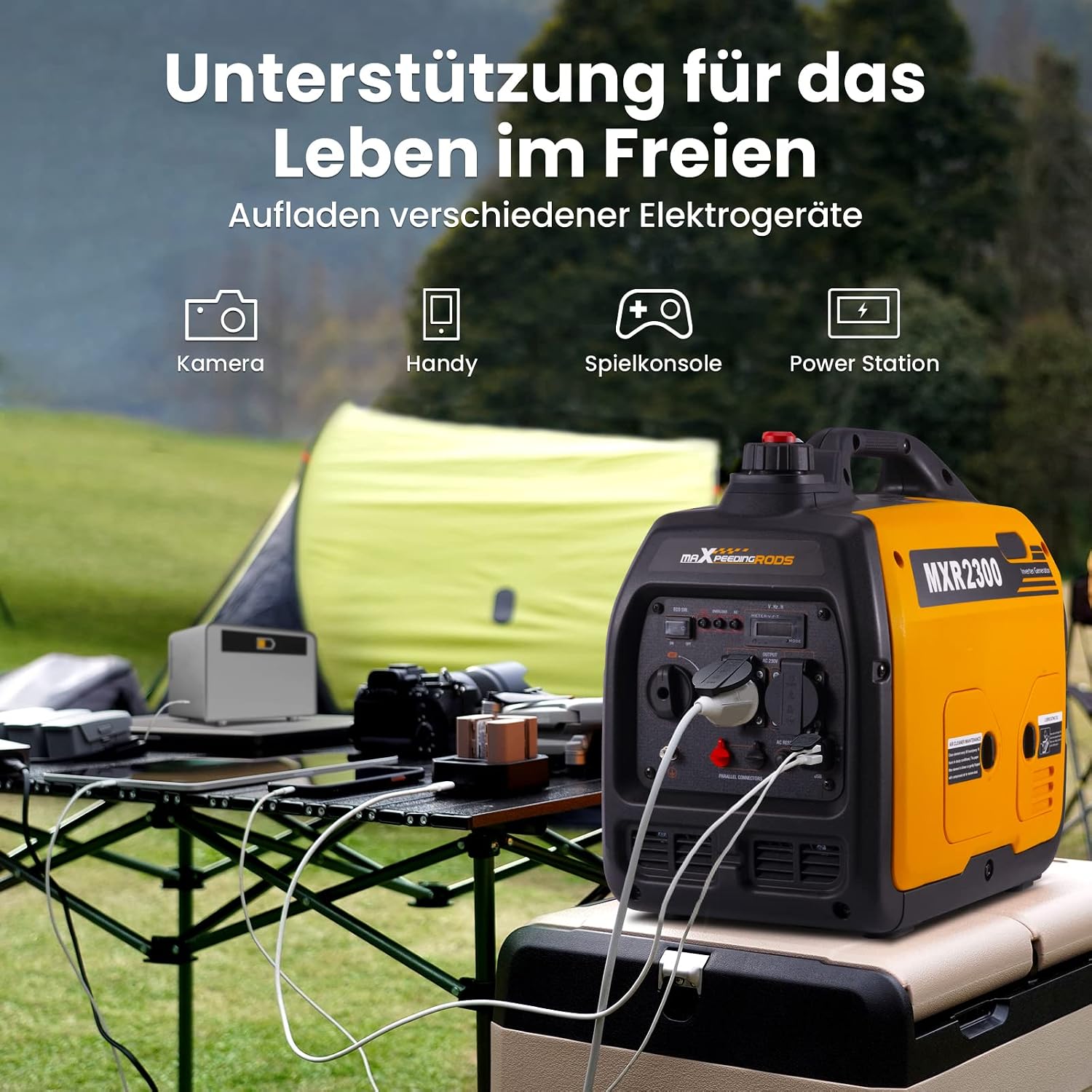 2300W Inverter Stromerzeuger Superleise Tragbarer für Outdoor Camping Wohnmobil 4 Takt Leicht Notstromaggregat Benzin, USB & 230V Steckdosen