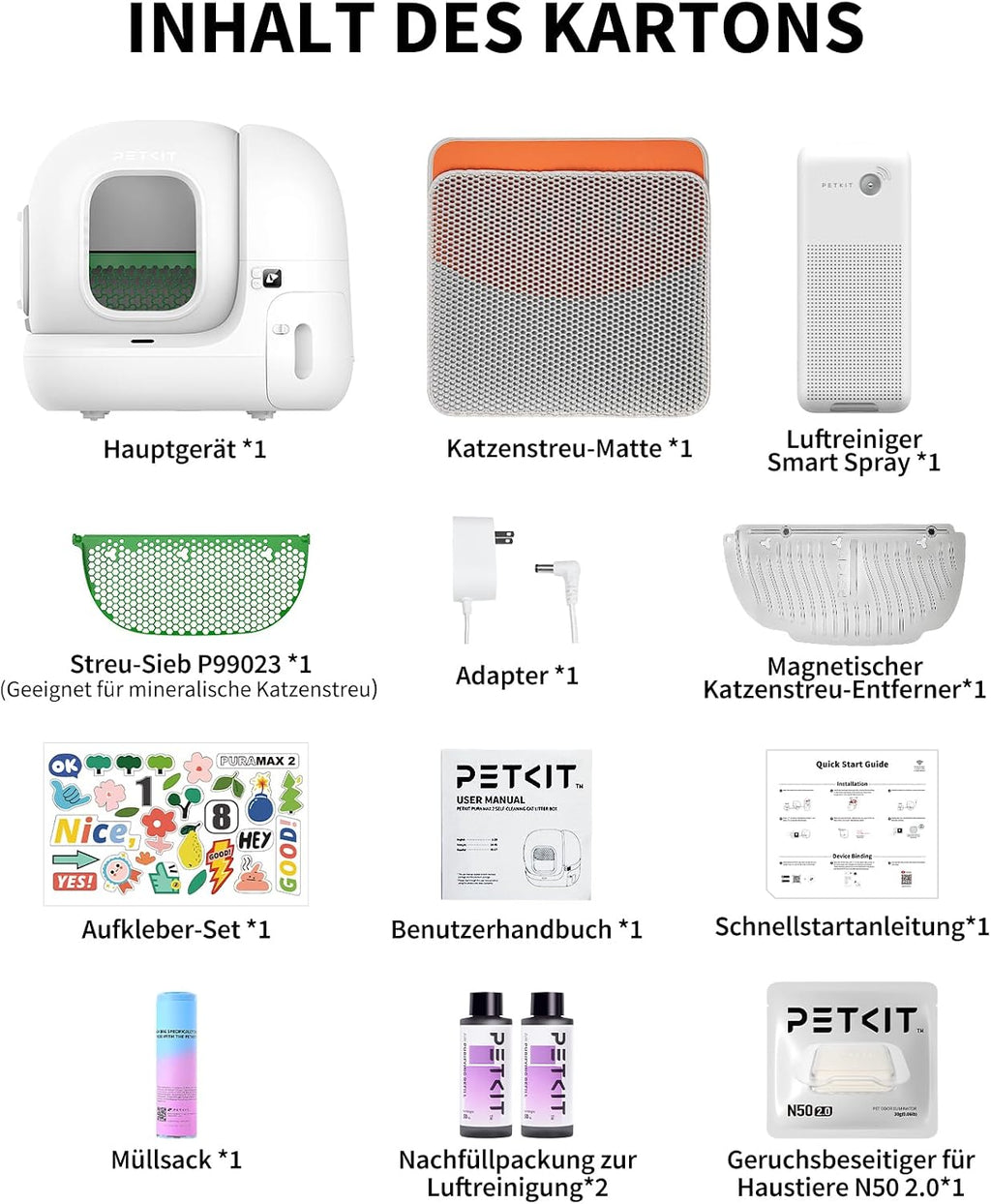 Pura Max 2 Selbstreinigende Katzentoilette, 76L, xSecure, Geruchsbeseitigung, App-Steuerung, Großes Fassungsvermögen, für mehrere Katzen