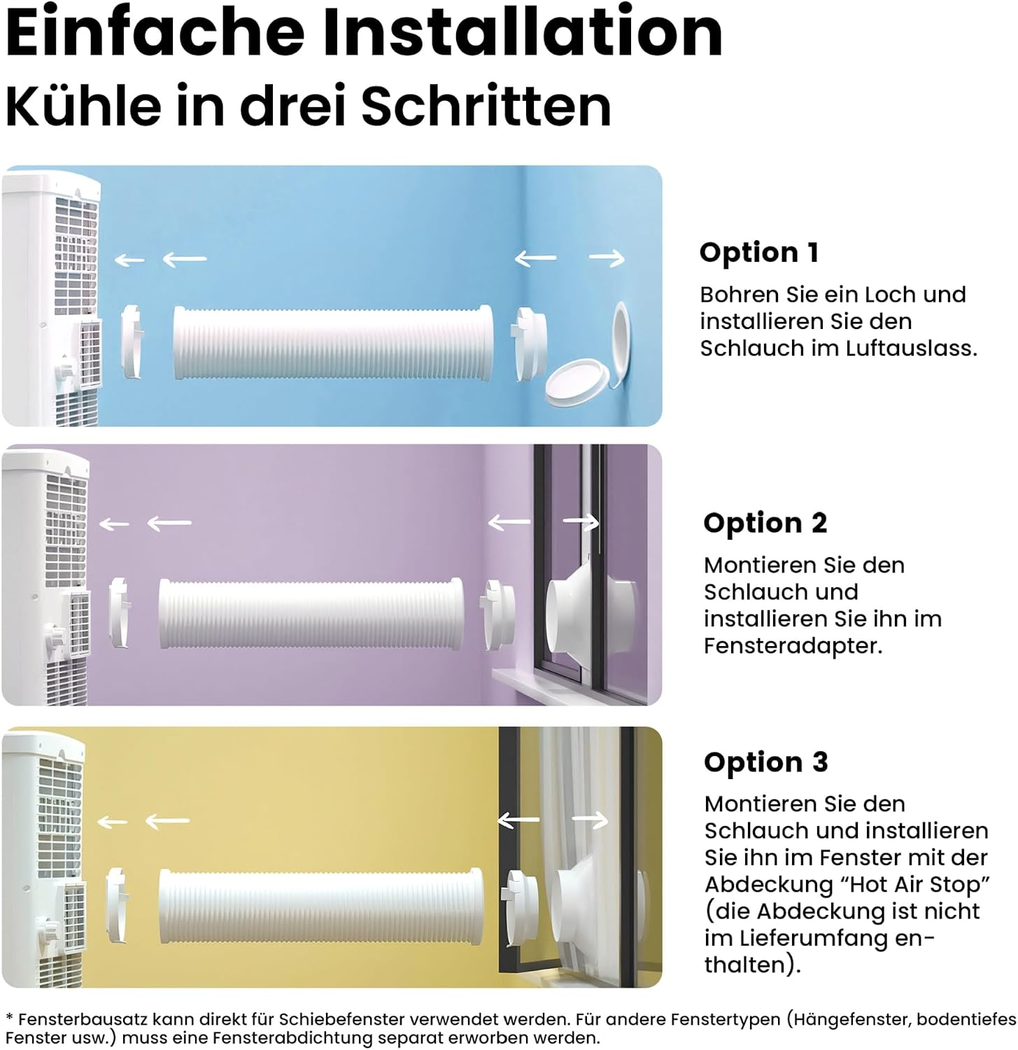 Breezy Cool Pro 2.6 Klimagerät, 9000 BTU, 2,6kW, Kühlen/Ventilieren/Entfeuchten, App, bis 88m³ (33m²), Abluftschlauch, Energie A