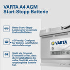 Silver Dynamic AGM Batterie A4 – Start-Stop und xEV Autobatterie 12V 105Ah 950A – Starterbatterie für Autos mit hohem Energiebedarf